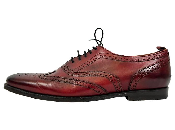 Brogues con lacci Burberry in pelle bordeaux Rosso Bordò - vista 4