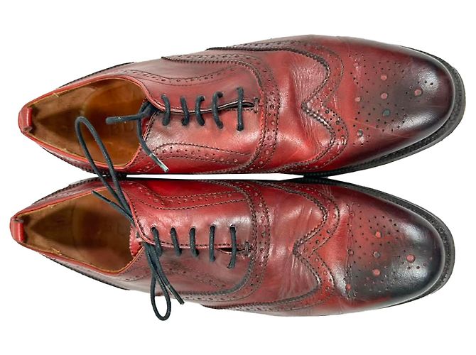 Brogues con lacci Burberry in pelle bordeaux Rosso Bordò - vista 5