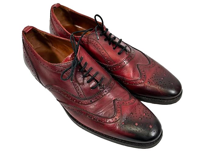 Brogues con lacci Burberry in pelle bordeaux Rosso Bordò - vista 6