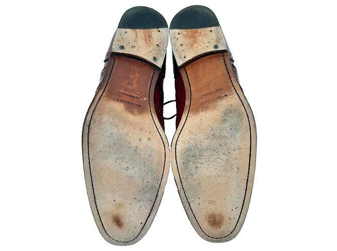 Brogues con lacci Burberry in pelle bordeaux Rosso Bordò - vista 7