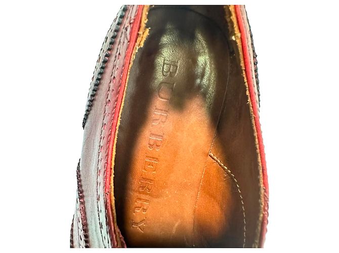 Brogues con lacci Burberry in pelle bordeaux Rosso Bordò - vista 8