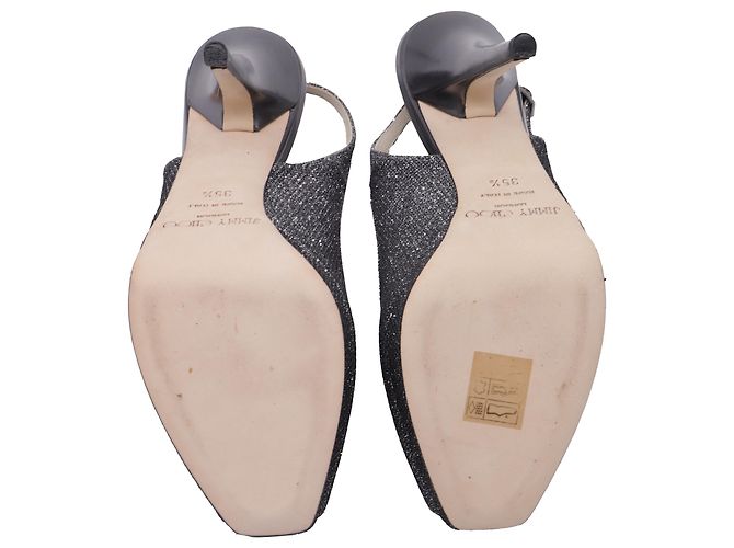 Décolleté slingback con punta aperta Jimmy Choo in glitter argento Metallico - vista 8
