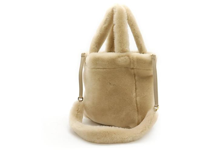 Borsa 2way SPUGNA in shearling Prada Beige - vista 2