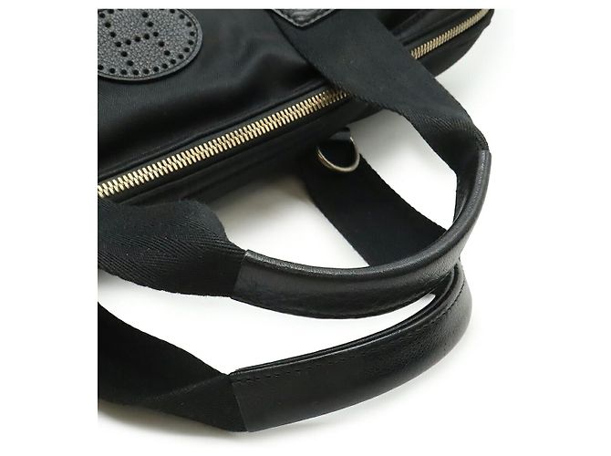 Hermès Sac Chien Toilè Chevron 2way pet bag Noir - vue 4