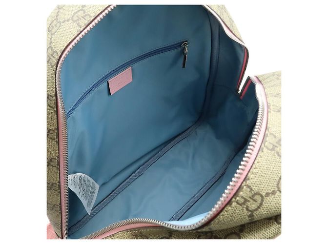 Zaino Gucci GG Supreme in PVC Rosa Multicolore Beige - vista 8