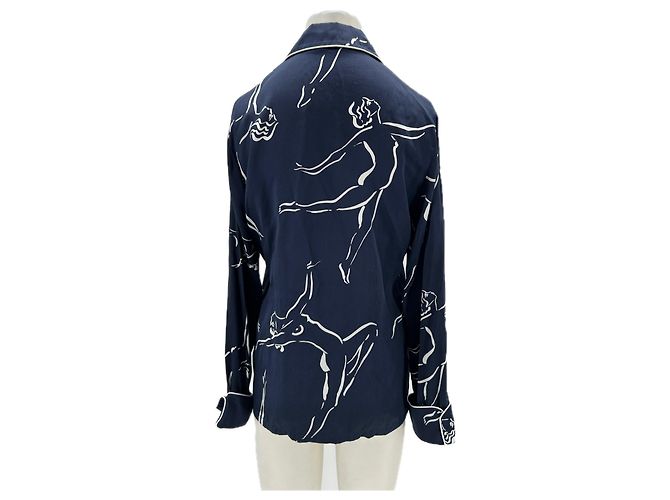 Autre Marque Camicia blu navy stampata - vista 2