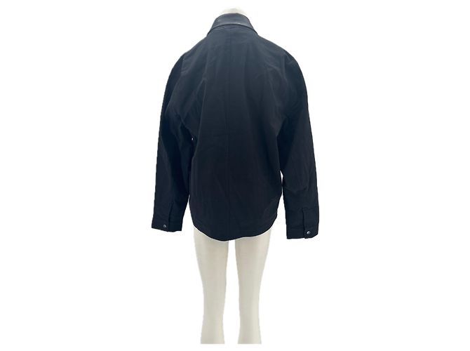 Calvin Klein Giacca in cotone nera con collo in pelle Nero - vista 2