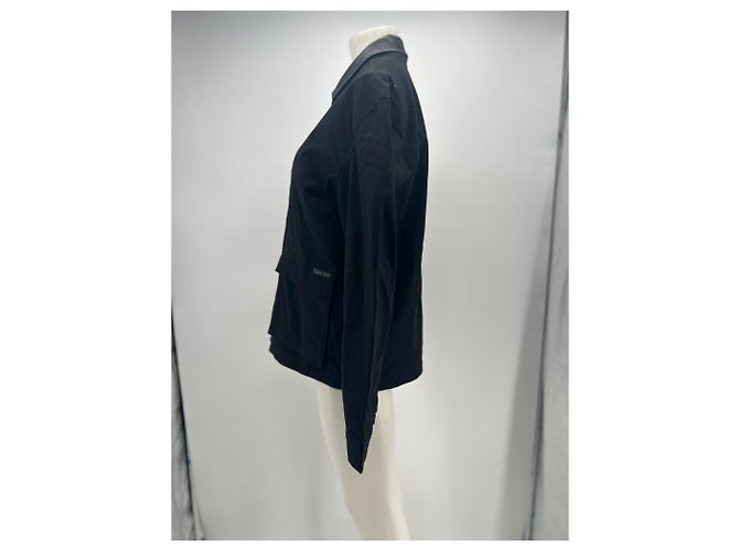 Calvin Klein Giacca in cotone nera con collo in pelle Nero - vista 3