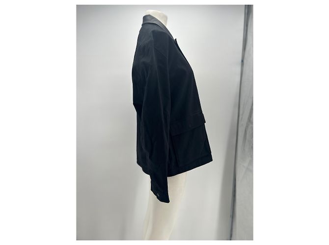 Calvin Klein Giacca in cotone nera con collo in pelle Nero - vista 4