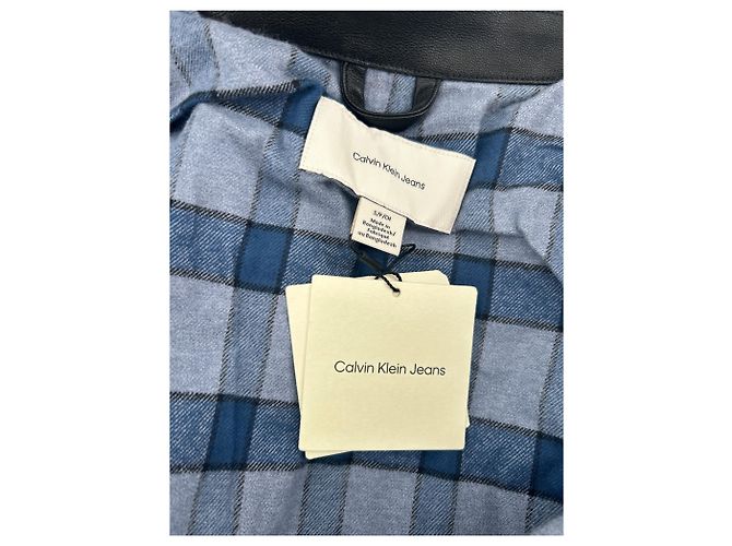 Calvin Klein Giacca in cotone nera con collo in pelle Nero - vista 5