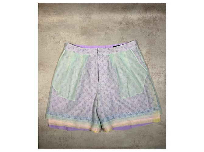 Pantaloncini Louis Vuitton Monogram Multicolore Porpora Verde chiaro - vista 2