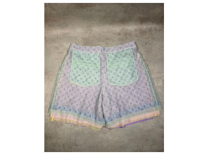 Pantaloncini Louis Vuitton Monogram Multicolore Porpora Verde chiaro - vista 3
