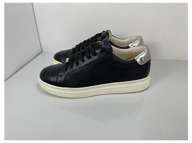 Sneakers in pelle nera Jimmy Choo con accenti argentati Nero Argento - vista 2