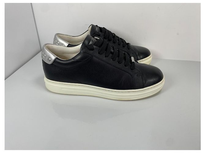 Sneakers in pelle nera Jimmy Choo con accenti argentati Nero Argento - vista 3