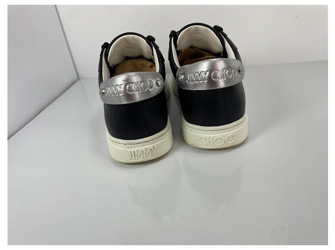 Sneakers in pelle nera Jimmy Choo con accenti argentati Nero Argento - vista 5