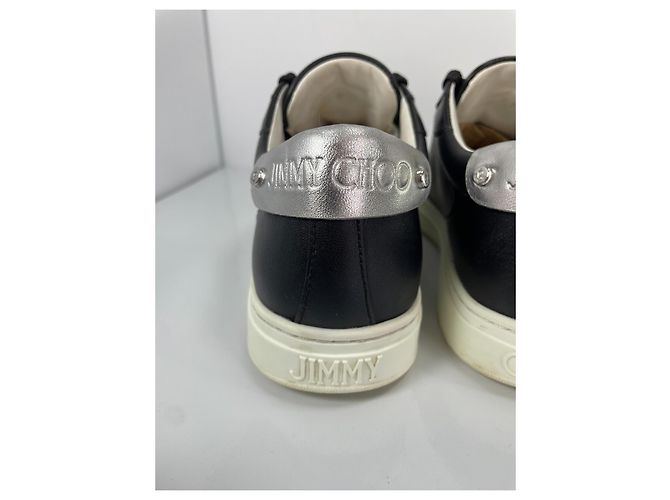 Sneakers in pelle nera Jimmy Choo con accenti argentati Nero Argento - vista 6