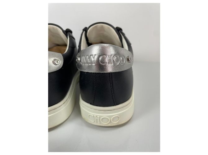 Sneakers in pelle nera Jimmy Choo con accenti argentati Nero Argento - vista 7