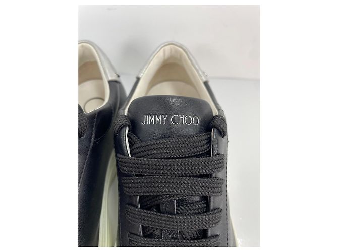 Sneakers in pelle nera Jimmy Choo con accenti argentati Nero Argento - vista 9