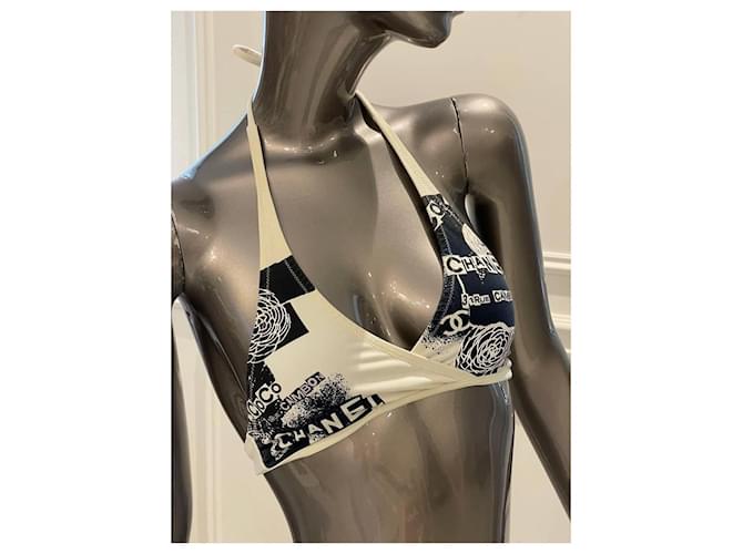 Bikini Chanel con monogramma bianco e nero - vista 2