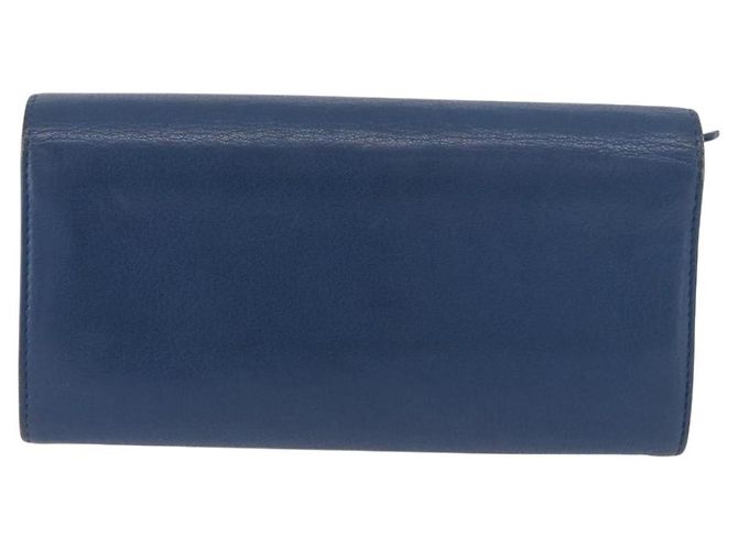 Chanel Lucky Clover Long Flap Wallet Leather Blue - view 2