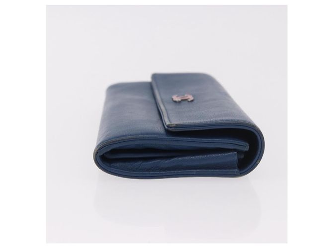 Chanel Lucky Clover Long Flap Wallet Leather Blue - view 3