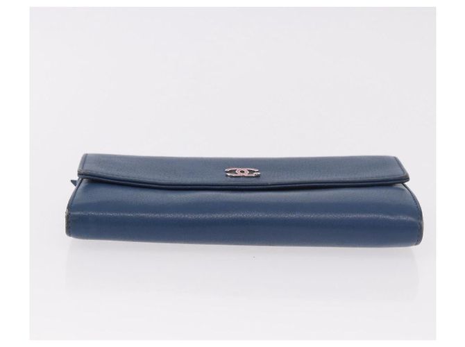 Chanel Lucky Clover Long Flap Wallet Leather Blue - view 6