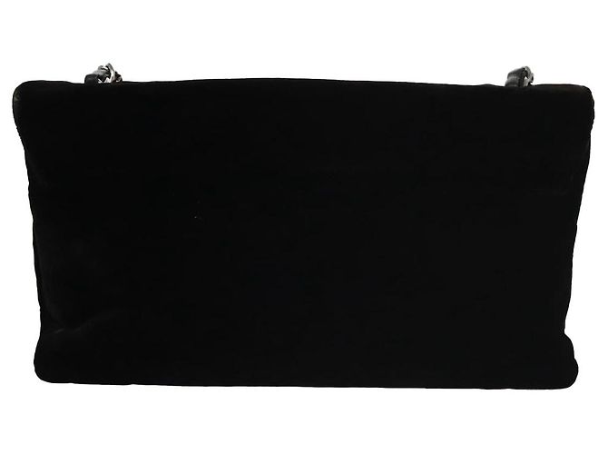 Chanel Camellia No.5 Chain Flap Velvet Large Nero - vista 2