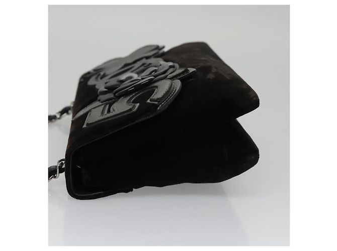 Chanel Camellia No.5 Chain Flap Velvet Large Nero - vista 4