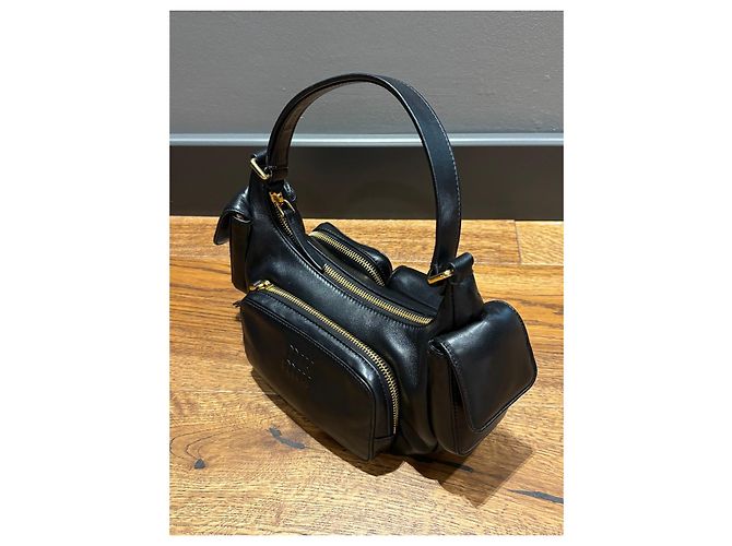 Borsa Hobo in pelle nera Miu Miu Nero - vista 2