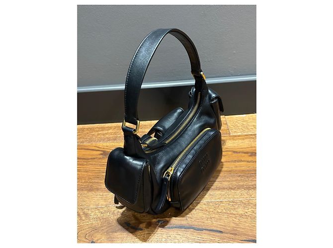 Borsa Hobo in pelle nera Miu Miu Nero - vista 7