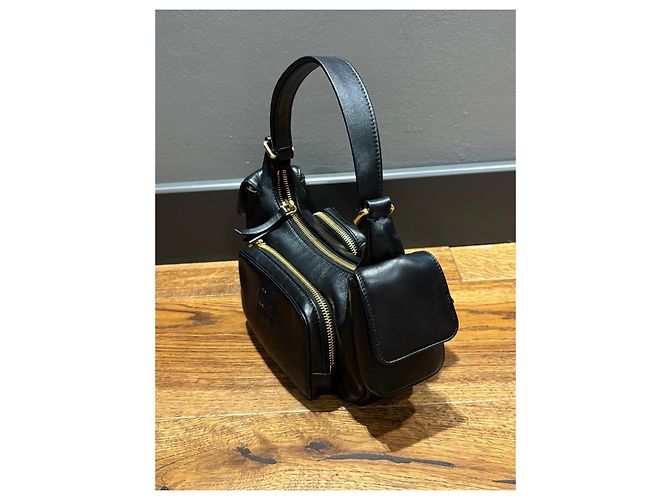 Borsa Hobo in pelle nera Miu Miu Nero - vista 8