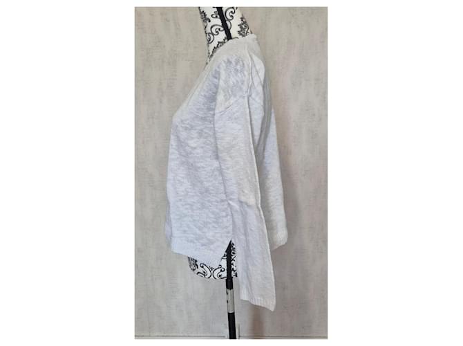 Hartford Damen Pullover Größe 1/36/S weiß Baumwollstrick - Ansicht 2
