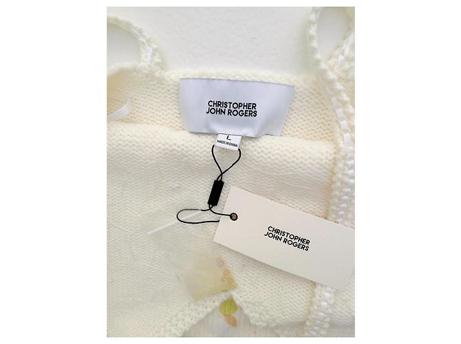 Autre Marque Maxikleid aus Wolle mit Paillettenbesatz The White Edit Collection Christopher John Rogers Weiß Mehrfarben - Ansicht 7