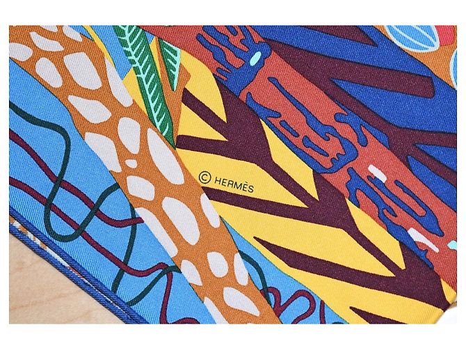 Hermès Carré in seta En Liberté di Carine Brankowitz Marrone Rosa Bianco Rosso Blu Multicolore Verde Arancione Giallo - vista 3