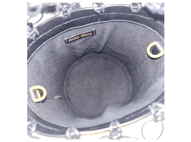 Borsa in paglia beige e nera Miu Miu Nero - vista 4