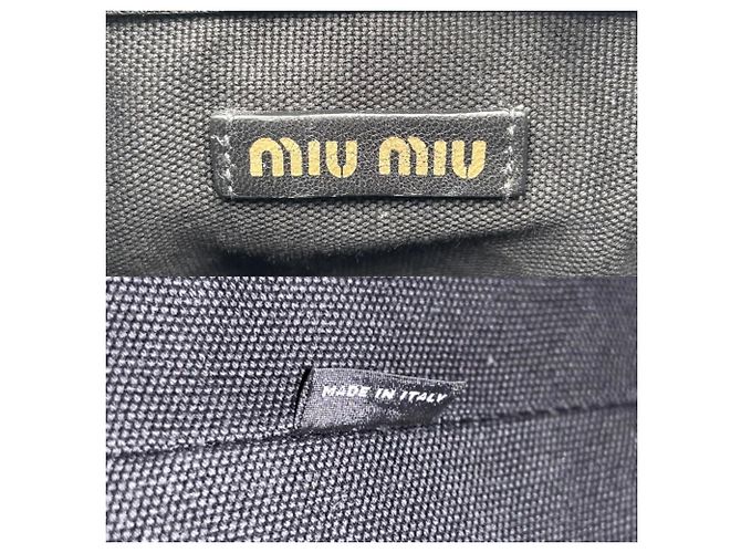 Borsa in paglia beige e nera Miu Miu Nero - vista 5