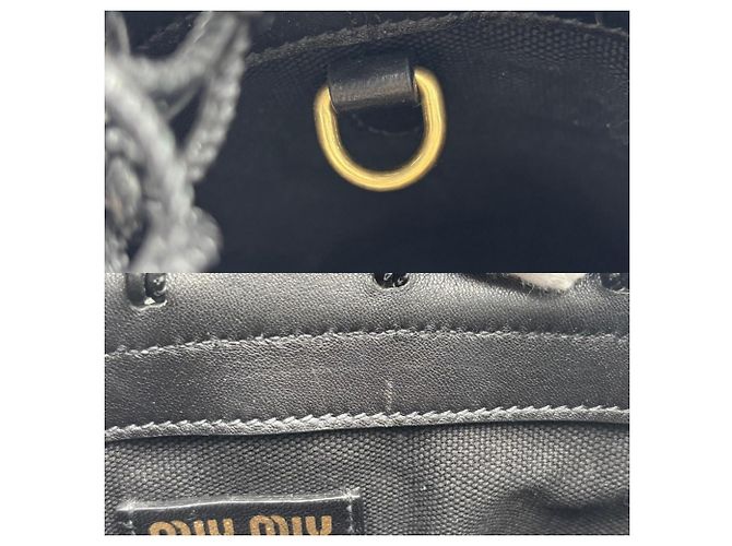Borsa in paglia beige e nera Miu Miu Nero - vista 6