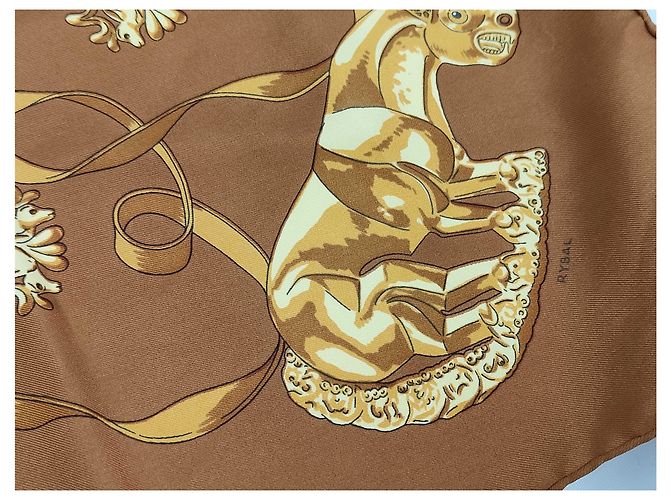 Hermès Hermes Carré 90 Seta multicolore 90 x 90 Marrone - vista 2