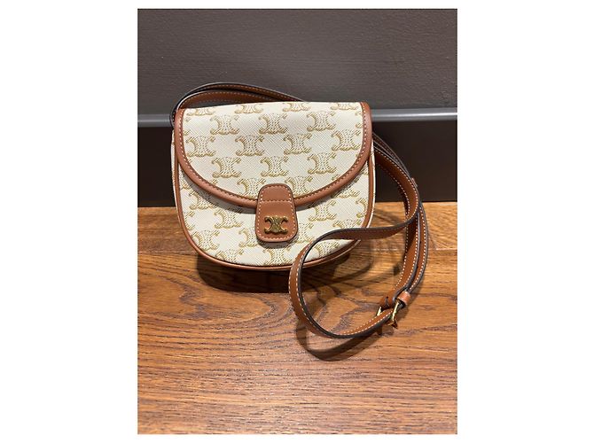 Céline Celine Triomphe Canvas Umhängetasche Braun Beige - Ansicht 13