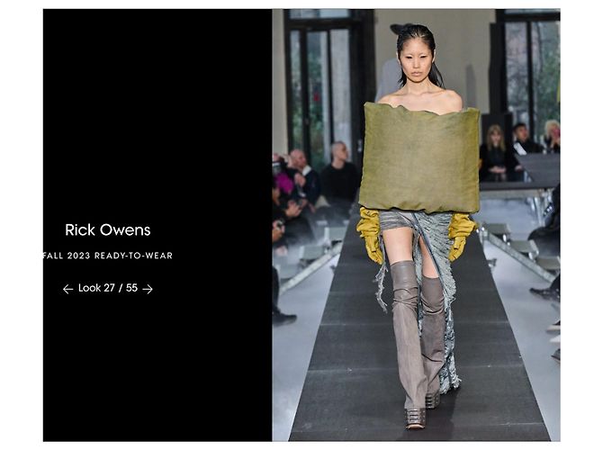 NUEVO Rick Owens FW23 Luxor Runway Distressed Denim Asymmetric Maxi Top Azul Gris - vista 9