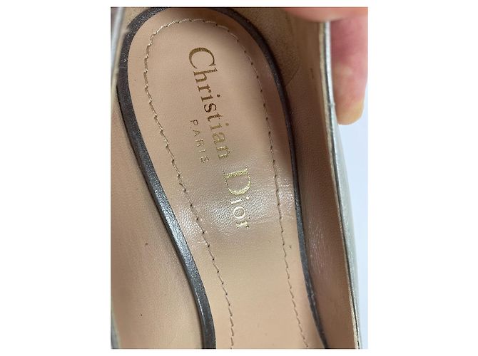 Décolleté con punta in pelle argentata Christian Dior Argento - vista 10