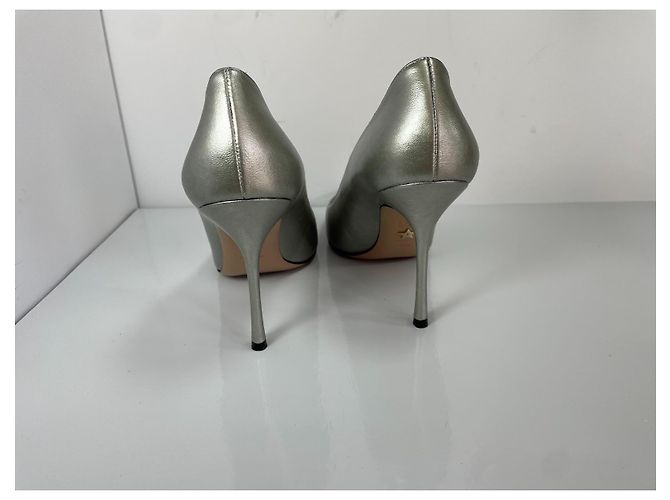 Décolleté con punta in pelle argentata Christian Dior Argento - vista 4