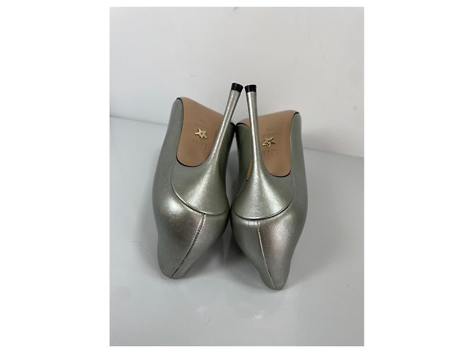 Décolleté con punta in pelle argentata Christian Dior Argento - vista 5