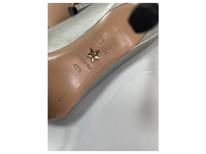 Décolleté con punta in pelle argentata Christian Dior Argento - vista 8
