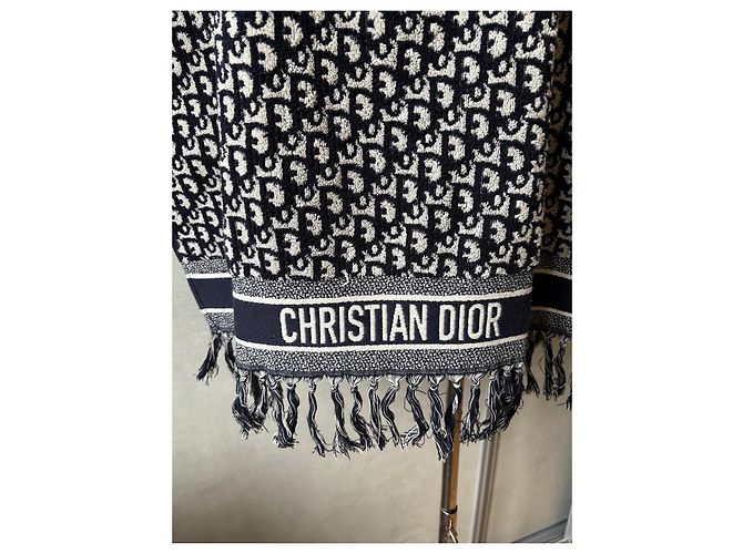 Poncho Christian Dior Monogram Negro Blanco - vista 2