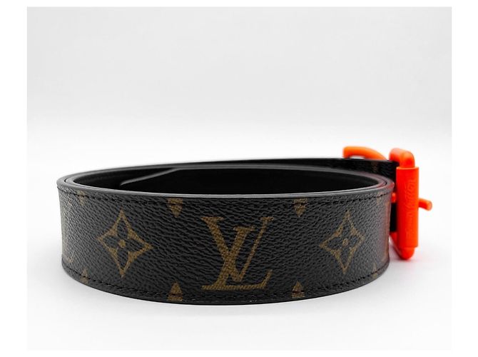 Cintura Signature Louis Vuitton da uomo Marrone Arancione - vista 3