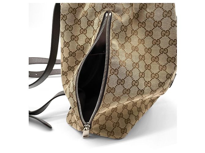 Zaino Gucci in tela GG marrone e pelle - vista 11