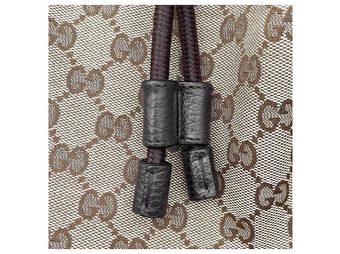 Zaino Gucci in tela GG marrone e pelle - vista 12