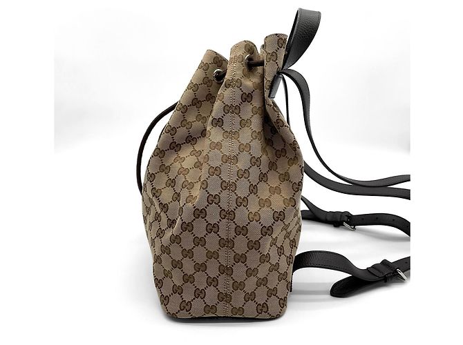Zaino Gucci in tela GG marrone e pelle - vista 3