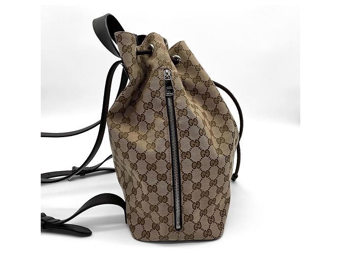 Zaino Gucci in tela GG marrone e pelle - vista 4